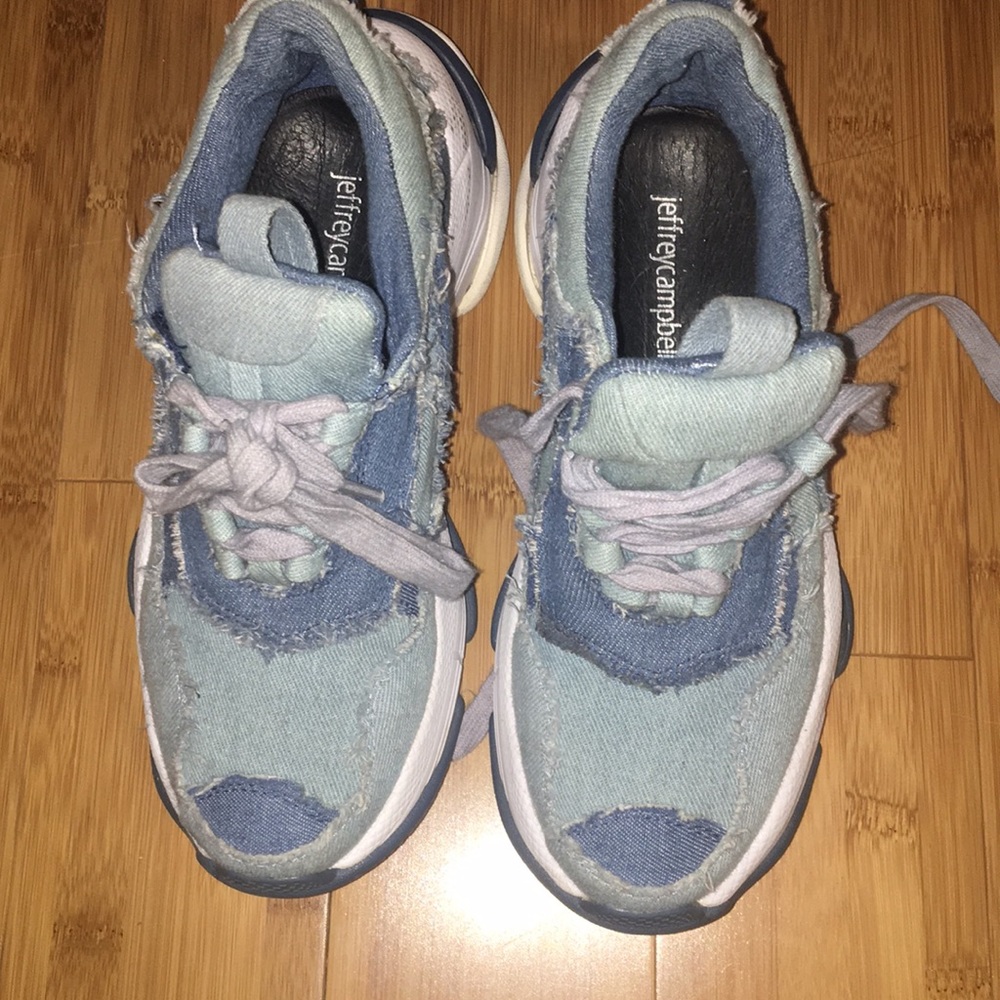 denim sneakers, barely worn